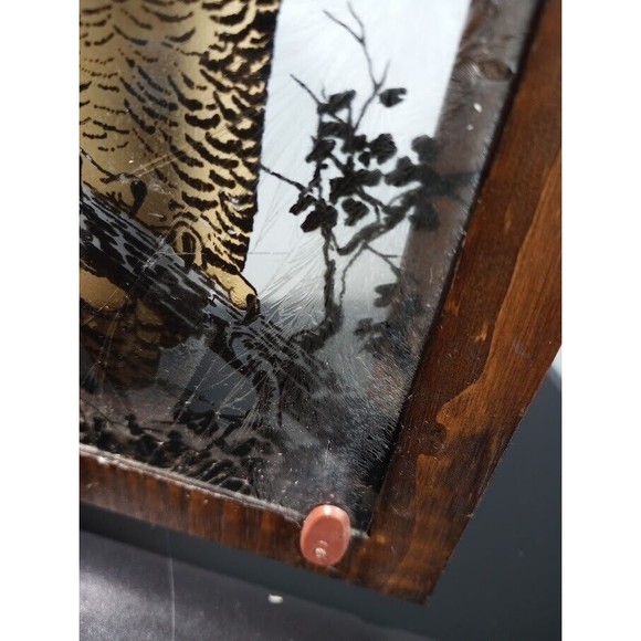 Vintage Owl Glass Wooden Lantern Box Candle Holder Brown - Picture 9 of 14